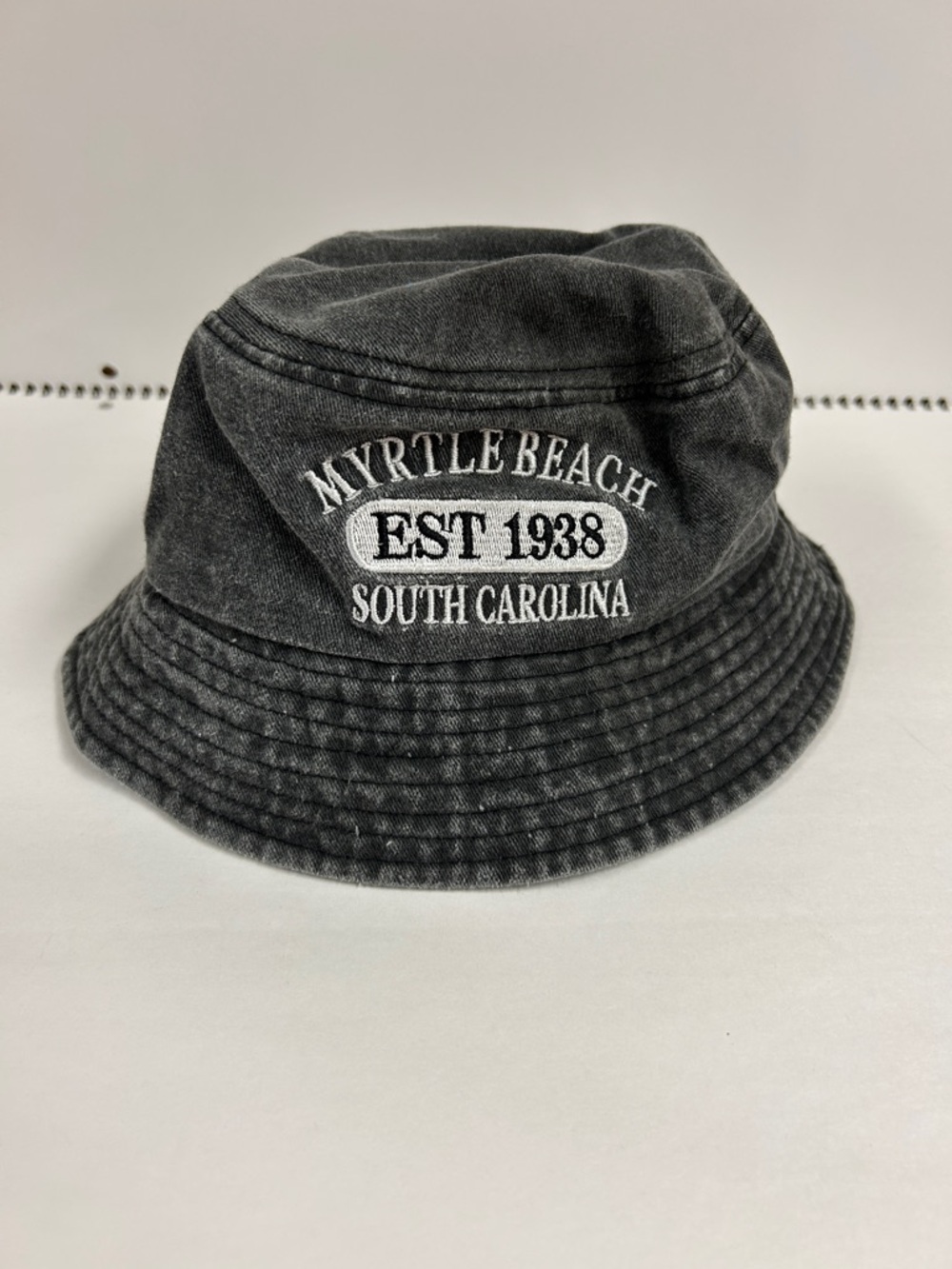 Myrtle Beach EST 1938 Black Washed Cotton Bucket Hat